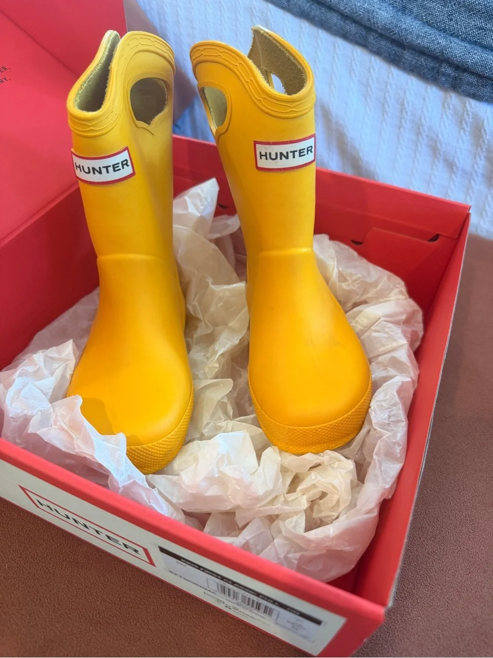 Hunter Kids Yellow Pull-On Rain Boots